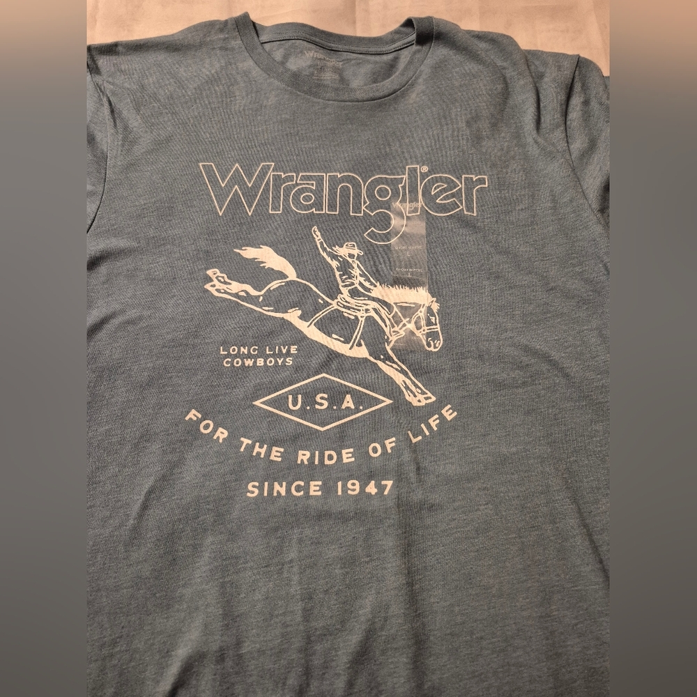 NWT XXL Wrangler Large Western Charcoal Cowboy Rodeo Graphic Tee for Men